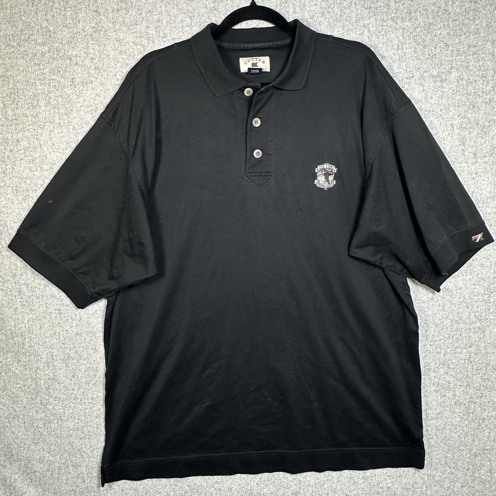 Cutter‎ And Buck Mens Large Polo Shirt Golf The Links Stono Ferry Black Cotton